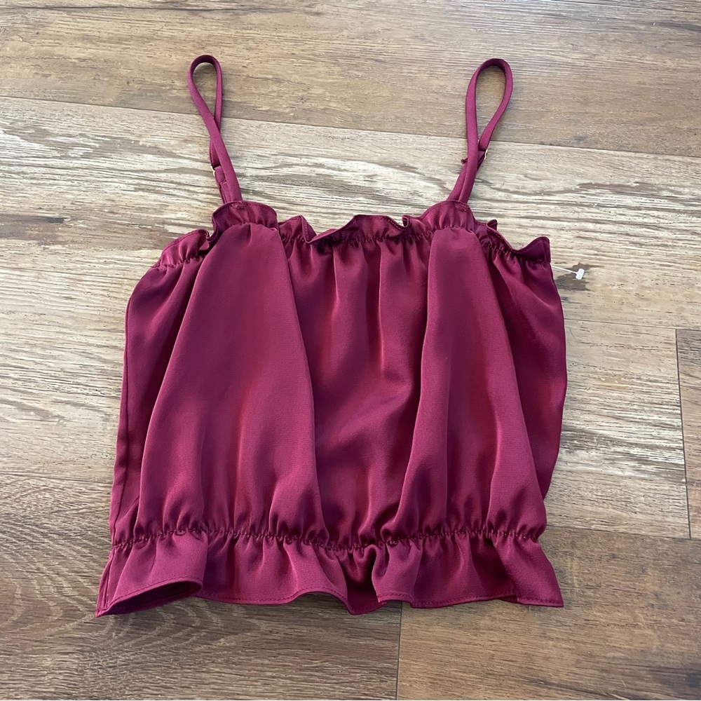 Intimately Free People burgundy flirty crop tank XS